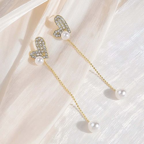 Pearl Heart Tassel Drop Earrings | A7430