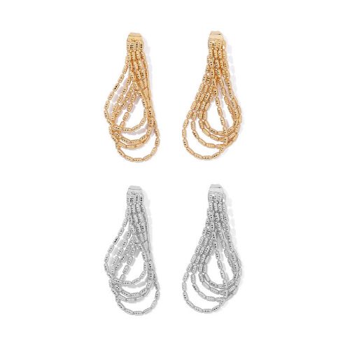 Gold and Silver Tassel Chain Drop Earrings | QT2011