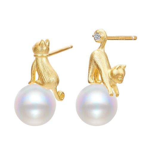 Cute Pearl Cat Stud Pet Earrings | E002