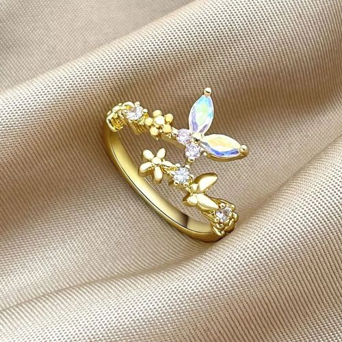 Elegant CZ Butterfly Open Ring, Butterfly Ring, Butterfly Jewelry | R2306