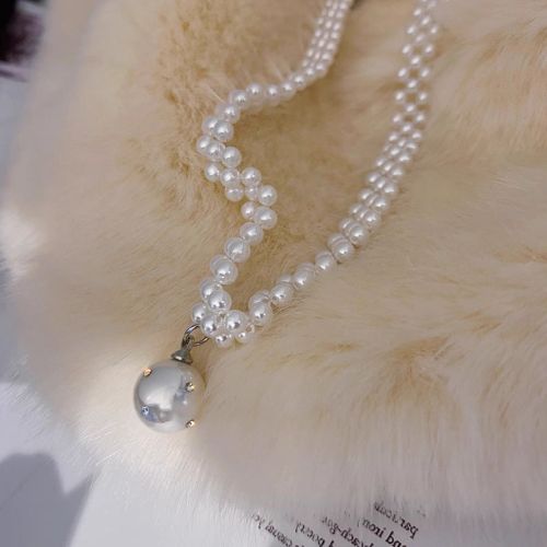 Dainty Elegant Pearl Choker, Chunky Pearl Drop Necklace, Pearl Charm | HN1362