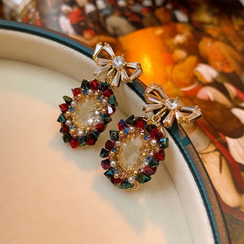 Boho Colorful Pearl Bow Drop Earrings  | HE11153