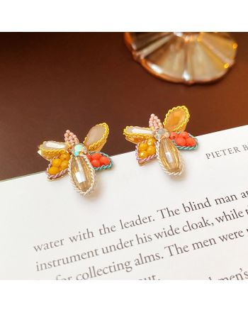 Boho Huge Flower Color Stud Earrings | HE12344