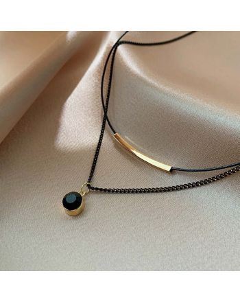 Black Cord Chain Choker Necklace | HN518