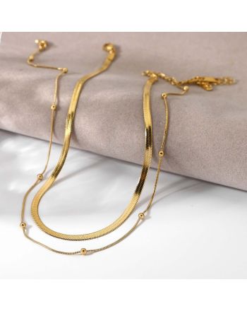 14K Gold Layering Gold Chain Choker Necklace | JDN627