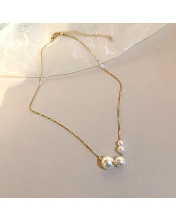 Dainty Minimalist Pearl Necklace, Pearl Choker, Bridal Necklace | HN1623