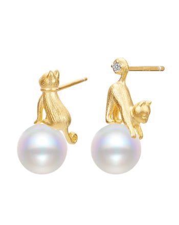 Cute Pearl Cat Stud Pet Earrings | E002