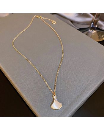 Fan Rhinestone Minimalist Gold Necklace, Pendant Necklace | HN1734