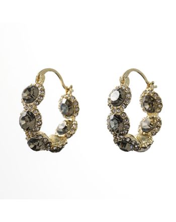 Sparkly Black Crystal Hoop Earrings | A7487