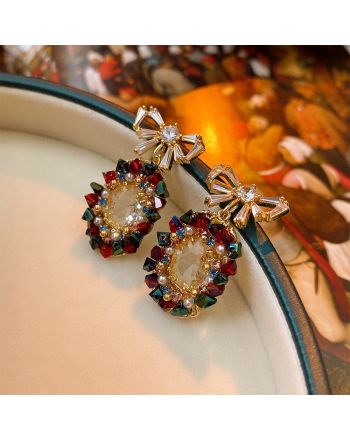 Boho Colorful Pearl Bow Drop Earrings  | HE11153